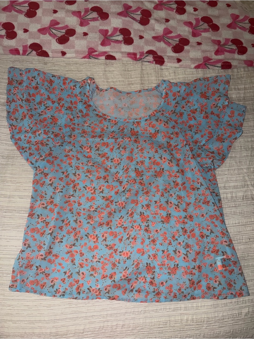 Blue floral blouse
